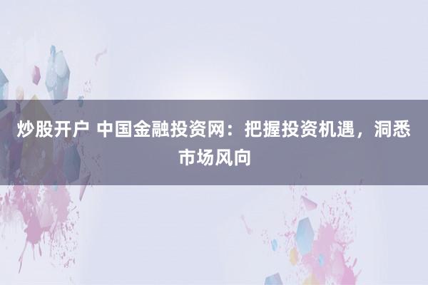 炒股开户 中国金融投资网：把握投资机遇，洞悉市场风向