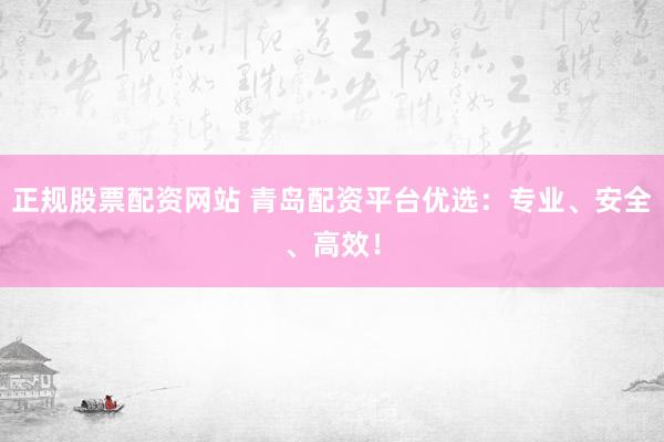 正规股票配资网站 青岛配资平台优选：专业、安全、高效！