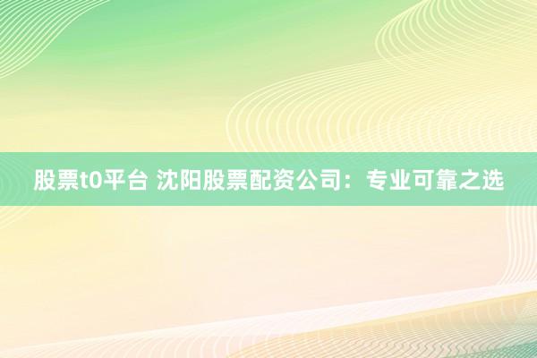 股票t0平台 沈阳股票配资公司：专业可靠之选