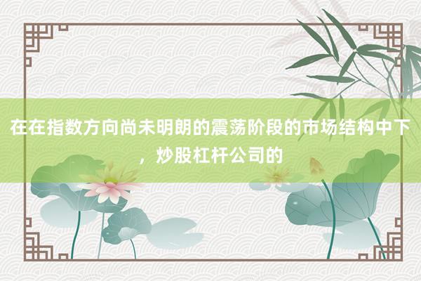 在在指数方向尚未明朗的震荡阶段的市场结构中下，炒股杠杆公司的